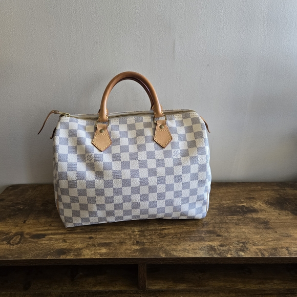 Louis Vuitton Handbags - Louis vuitton Boston Checkered Top-Handle Satchel in Light Gray and Tan